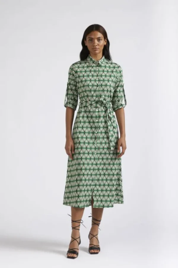 CafèNoir abito tipo chemisier stampato rombo multiverde