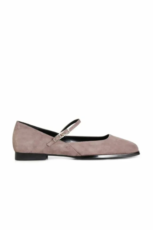 CafèNoir ballerina in camoscio con laccino e fibbia personalizzata rosa antico