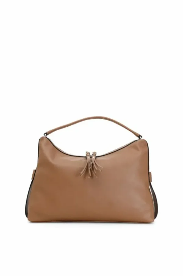 CafèNoir bauletto con maxi cerniera e nappine sfrangiate