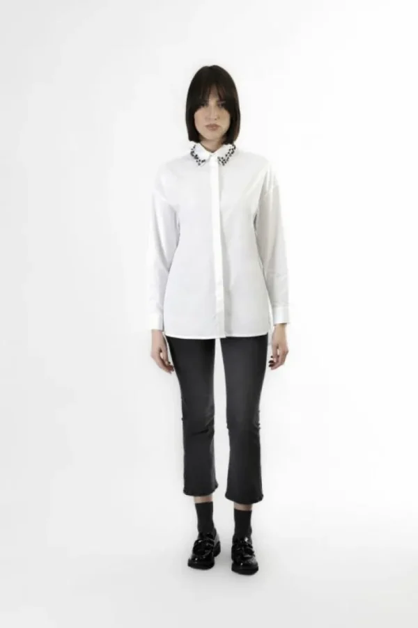 CafèNoir camicia in popeline con colletto ricamato