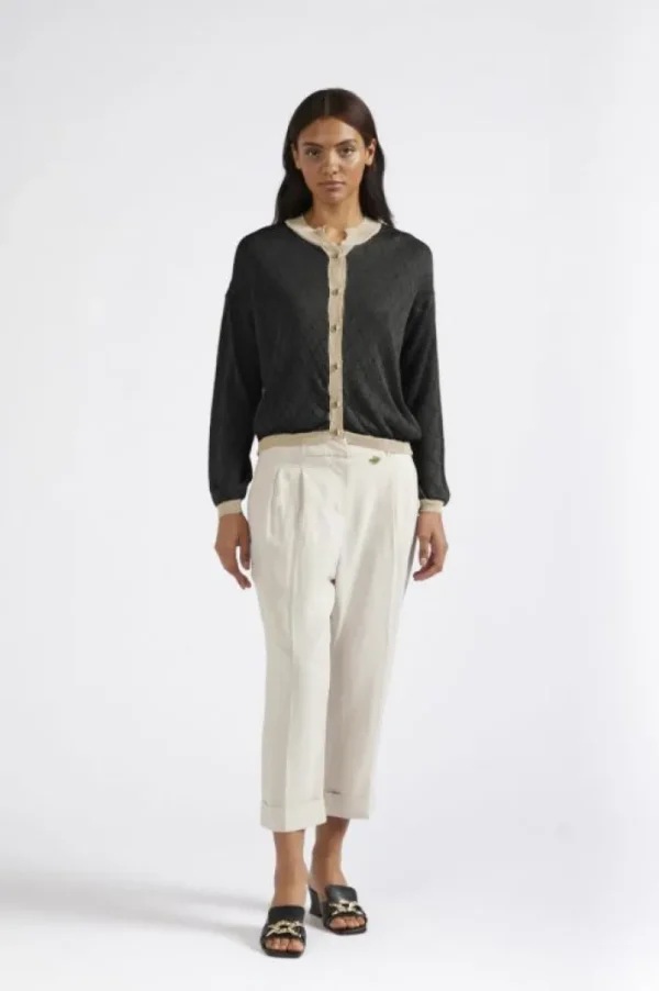 CafèNoir cardigan girocollo in lurex motivo traforo