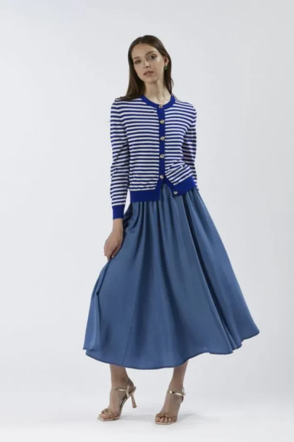 CafèNoir cardigan girocollo rigato filato misto viscosa