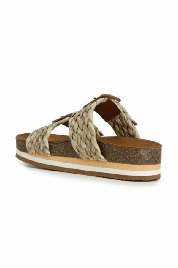 CafèNoir ciabatte doppia fibbia in raffia intrecciata