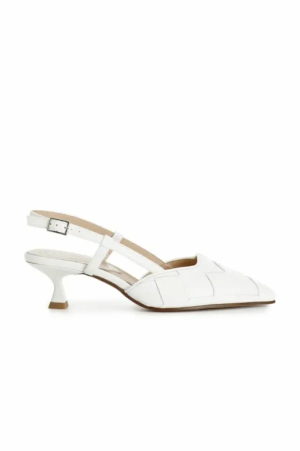 CafèNoir décolleté con laccio dietro con tomaia in pelle intrecciata off white