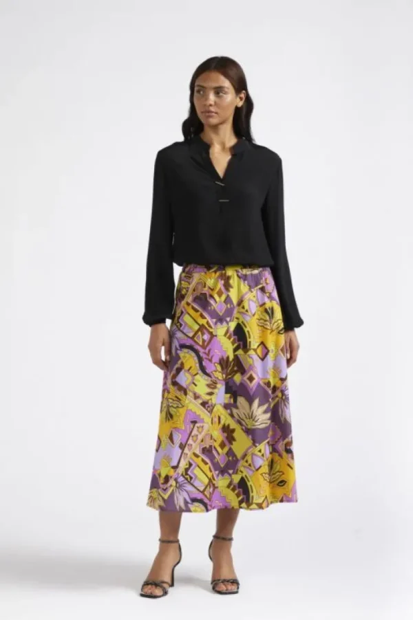 CafèNoir gonna con elastico in tessuto stampato etnica multicolor