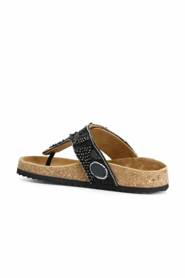 CafèNoir infradito modello ciabatta in sughero e strass degradè multi nero