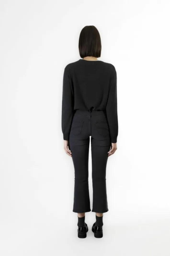 CafèNoir jeans denim cropped flare con perle alle tasche