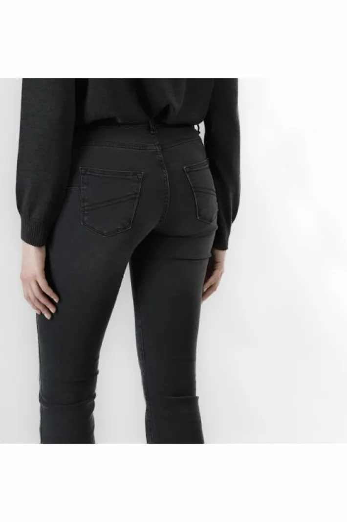 CafèNoir jeans denim cropped flare con perle alle tasche