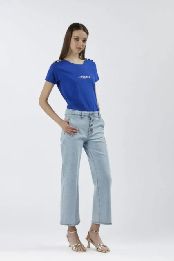 CafèNoir jeans denim culotte con bottoniera