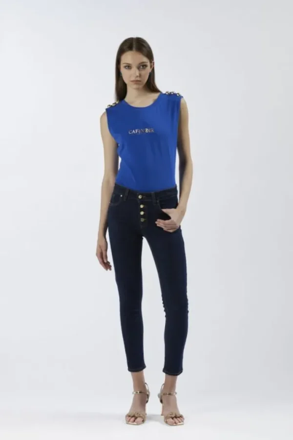 CafèNoir jeans denim skinny con bottoniera