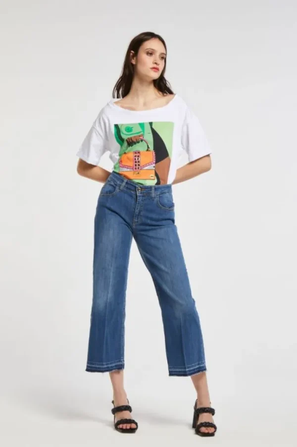 CafèNoir jeans greta modello culotte blu medio