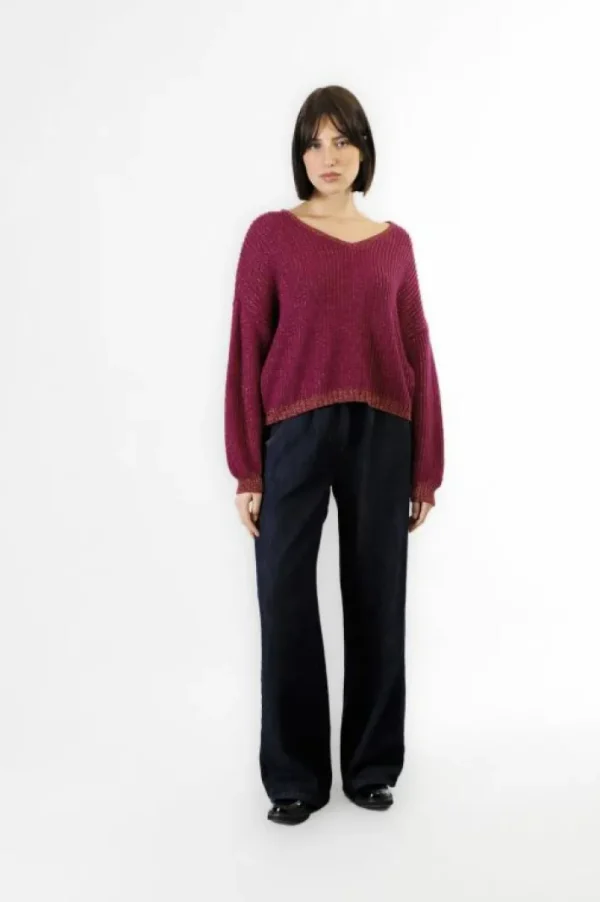 CafèNoir maglia con lurex con scollatura a v