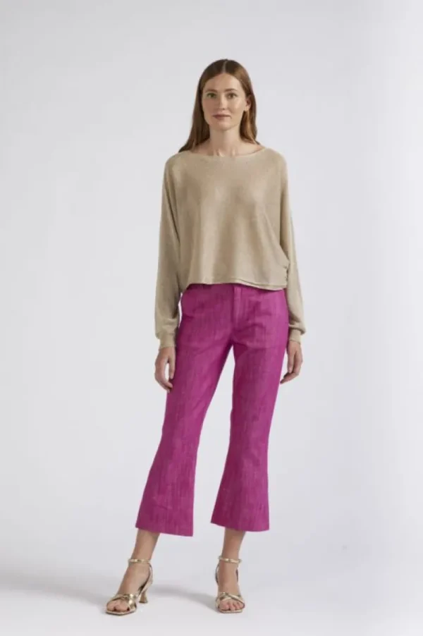 CafèNoir maglia scollo a barca in lurex light gold