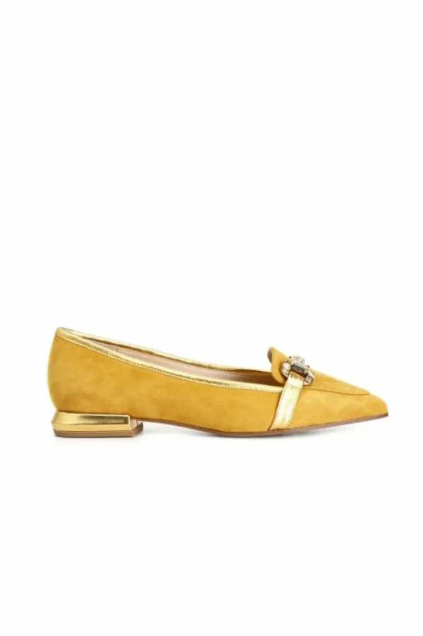 CafèNoir mocassini donna in pelle scamosciata con morsetto strass