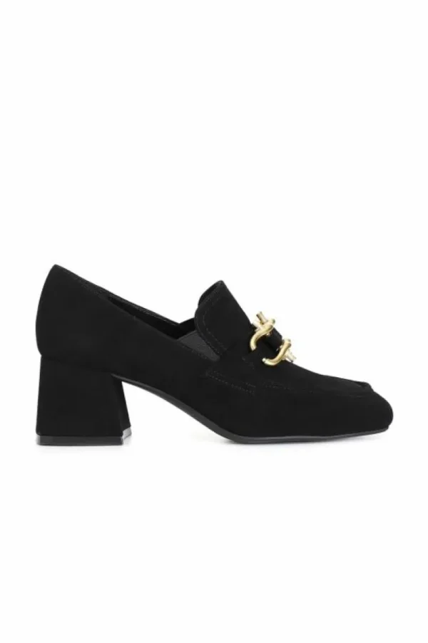 CafèNoir mocassino in camoscio con accessorio e tacco 60 mm