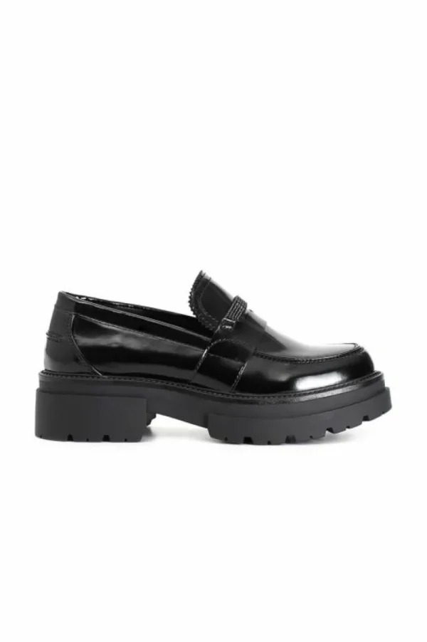 CafèNoir mocassino in similpelle con riporto strass