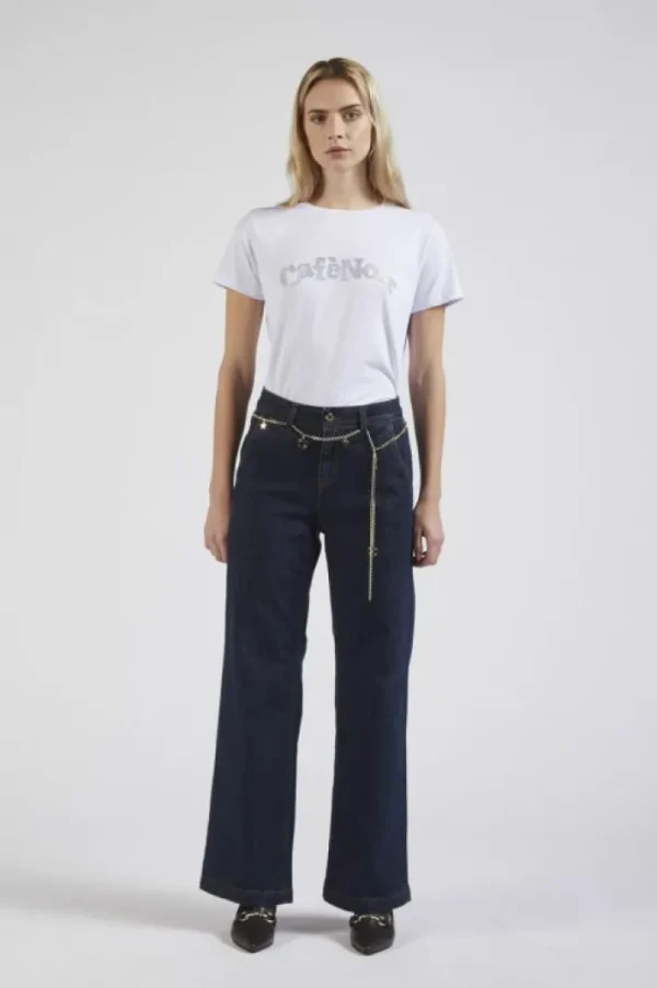 CafèNoir pantalone palazzo con cintura gioiello