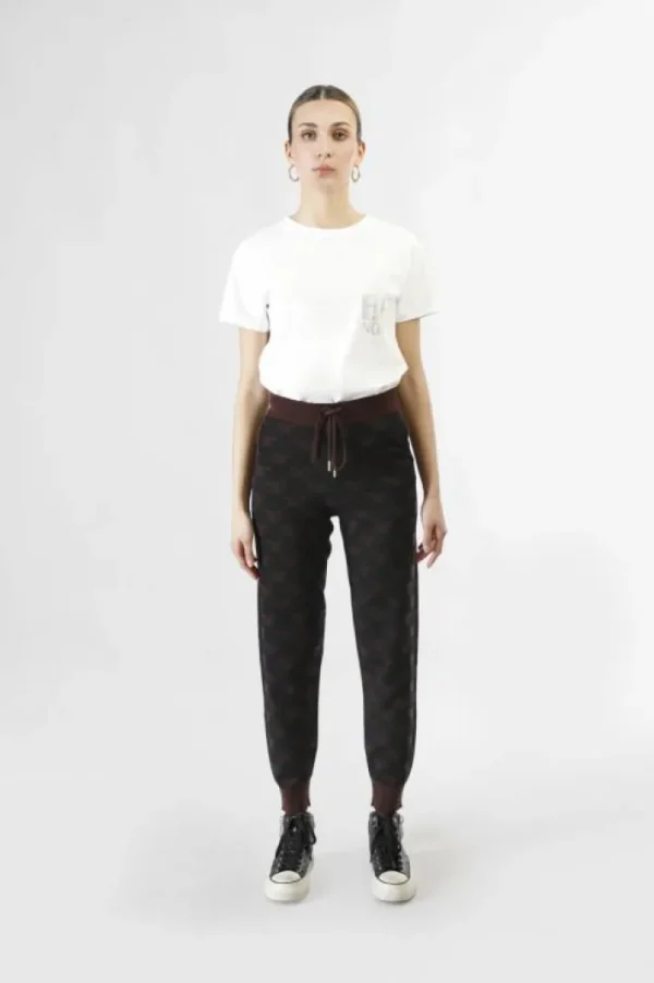 CafèNoir pantaloni in maglia con logo jacquard