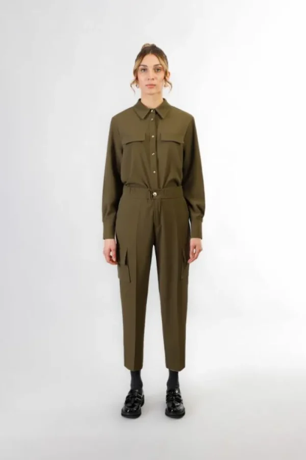 CafèNoir pantaloni modello cargo con vita elasticata