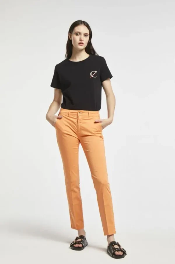 CafèNoir pantaloni slim tinto capo realizzati in tessuto di cotone elasticizzato