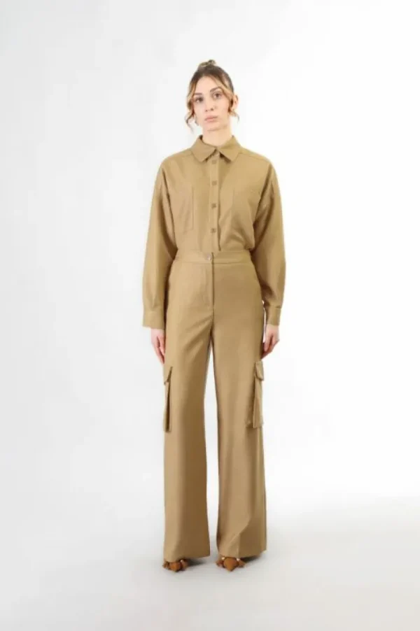 CafèNoir pantaloni wide con tasconi