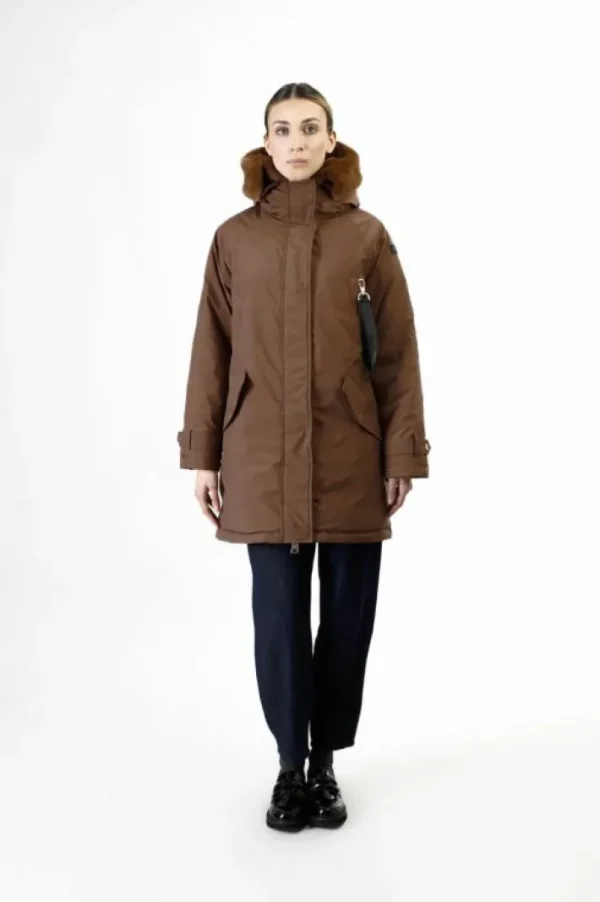 CafèNoir parca con cappuccio foderato in ecopelliccia