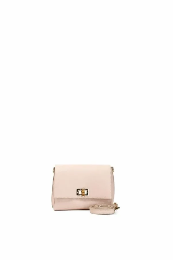 CafèNoir pochette in pelle martellata con chiusura metallo e bamboo