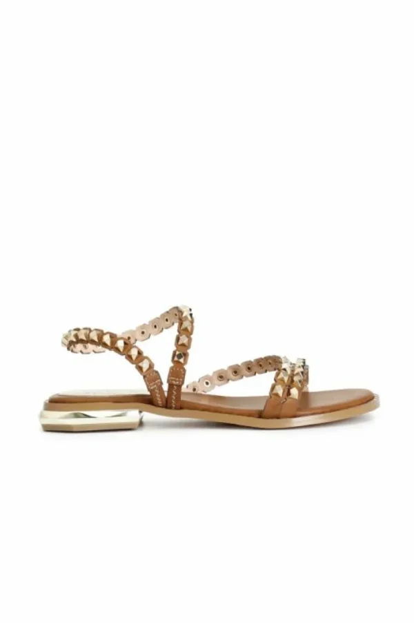 CafèNoir sandali asimmetrici con borchie sfaccettate