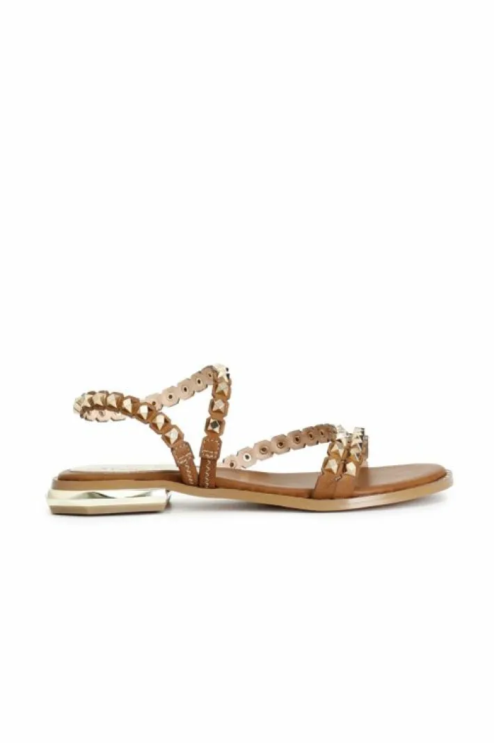 CafèNoir sandali asimmetrici con borchie sfaccettate