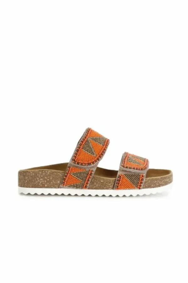 CafèNoir sandali bassi modello ciabatta in sughero e strass bicolor