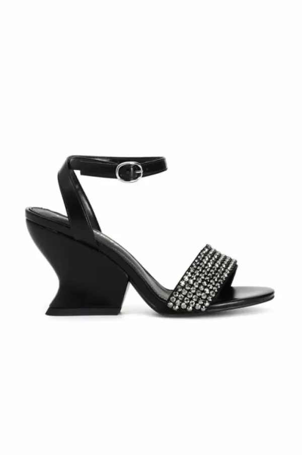 CafèNoir sandali con fascia strass e cinturino alla caviglia