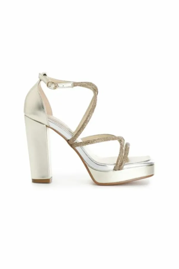 CafèNoir sandali doppio incrocio con strass