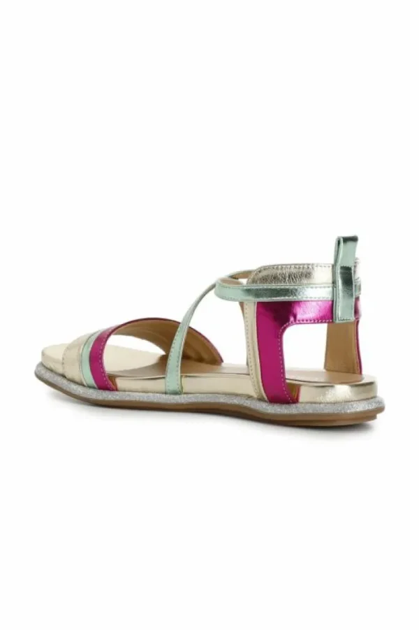 CafèNoir sandali fasce incrocio in sintetico laminato multi fuxia
