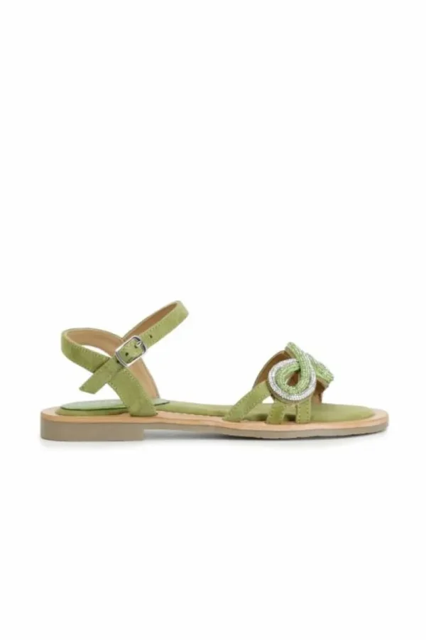 CafèNoir sandali gilda in camoscio con accessorio strass