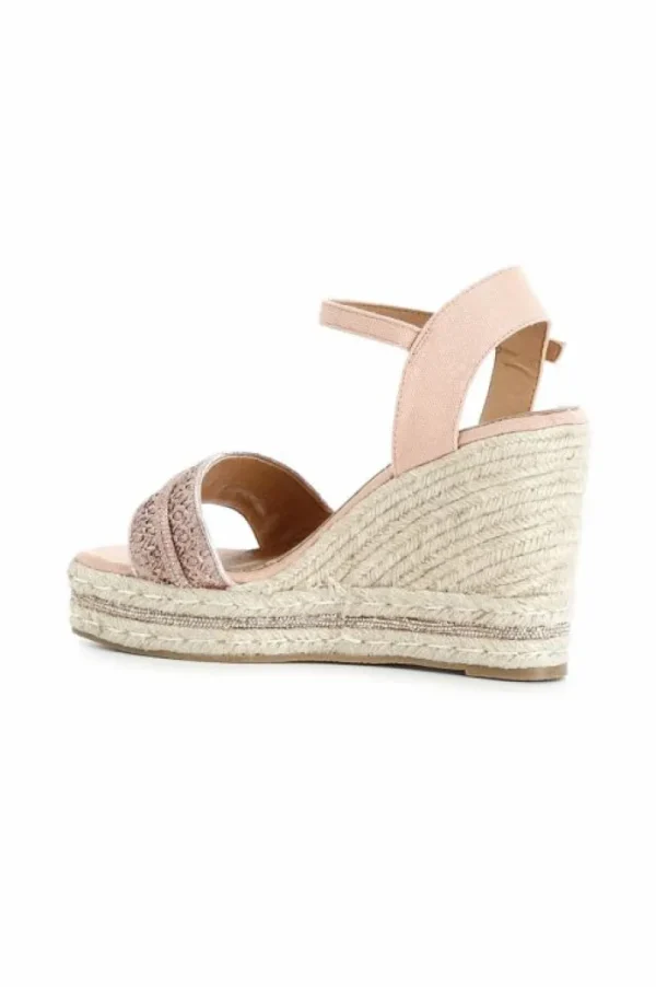 CafèNoir sandali gilda in rafia e tessuto con zeppa corda