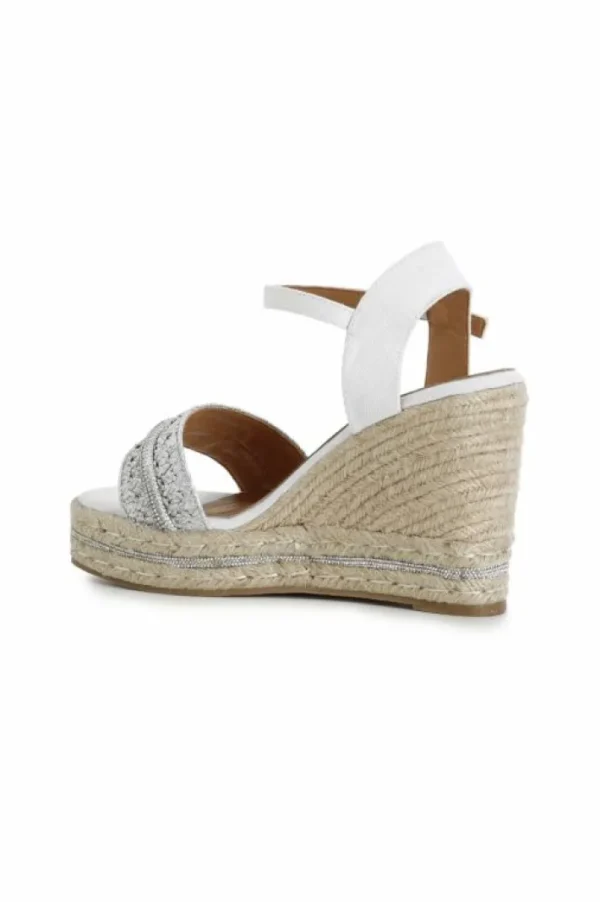 CafèNoir sandali gilda in rafia e tessuto con zeppa corda