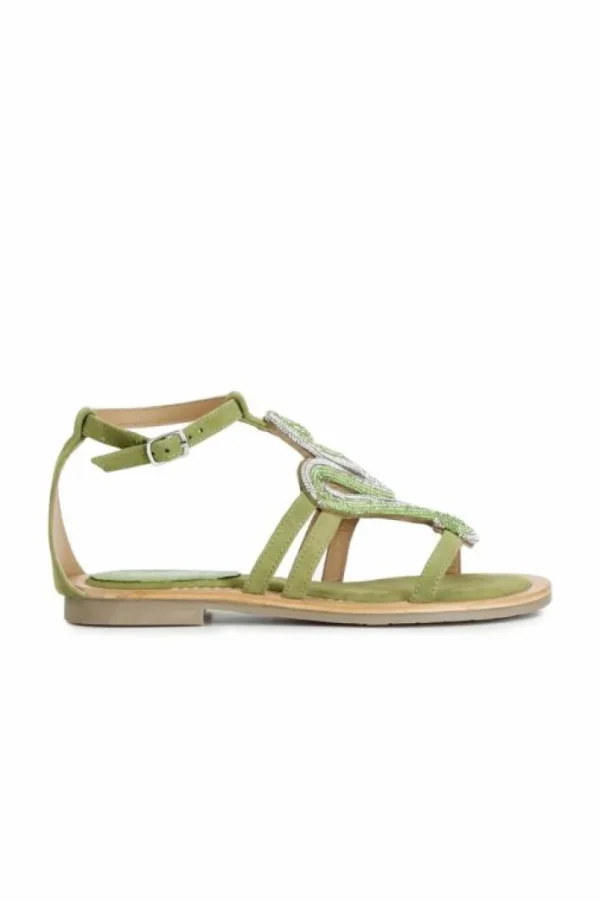 CafèNoir sandali in camoscio con accessorio strass