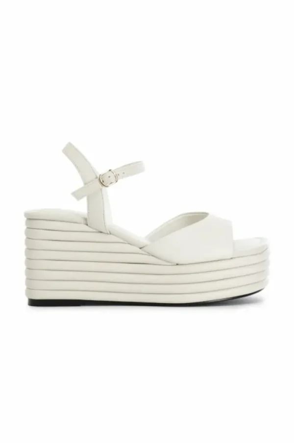 CafèNoir sandali in nappa con zeppa effetto imbottito