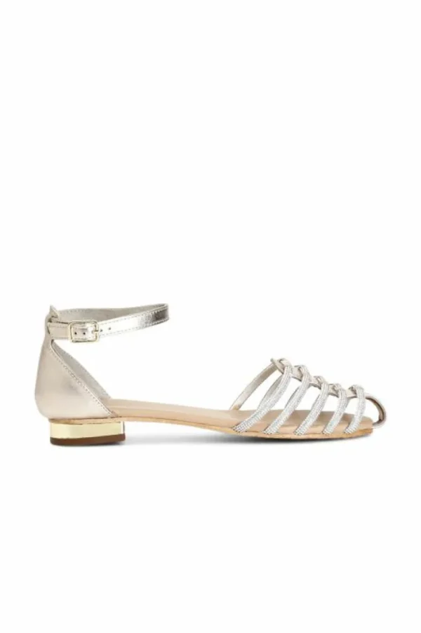 CafèNoir sandali in pelle con toppone mignon strass