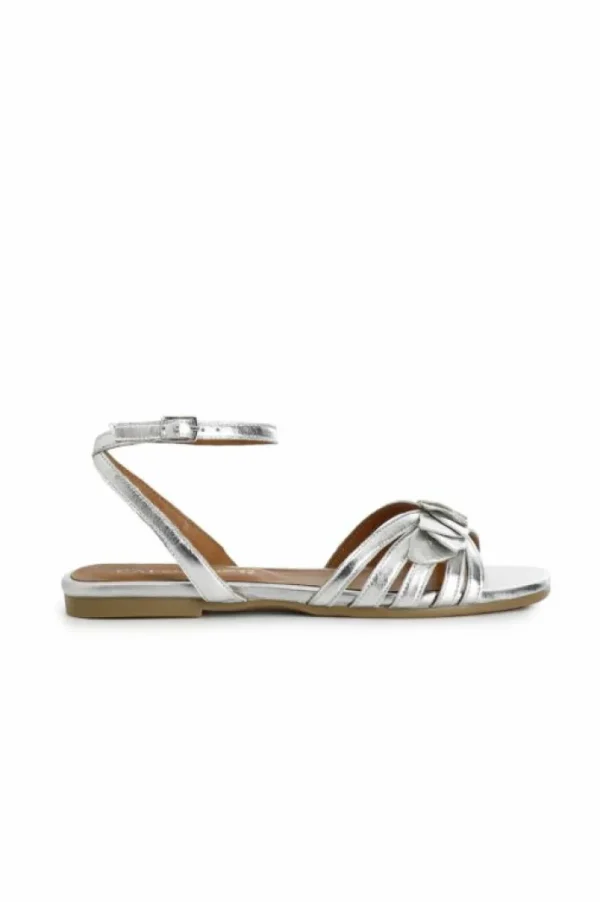 CafèNoir sandali in pelle metallizzata con laccio alla caviglia