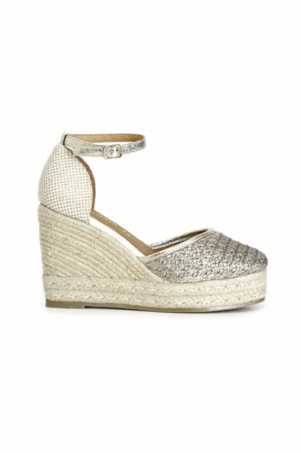 CafèNoir sandali in rafia su zeppa corda