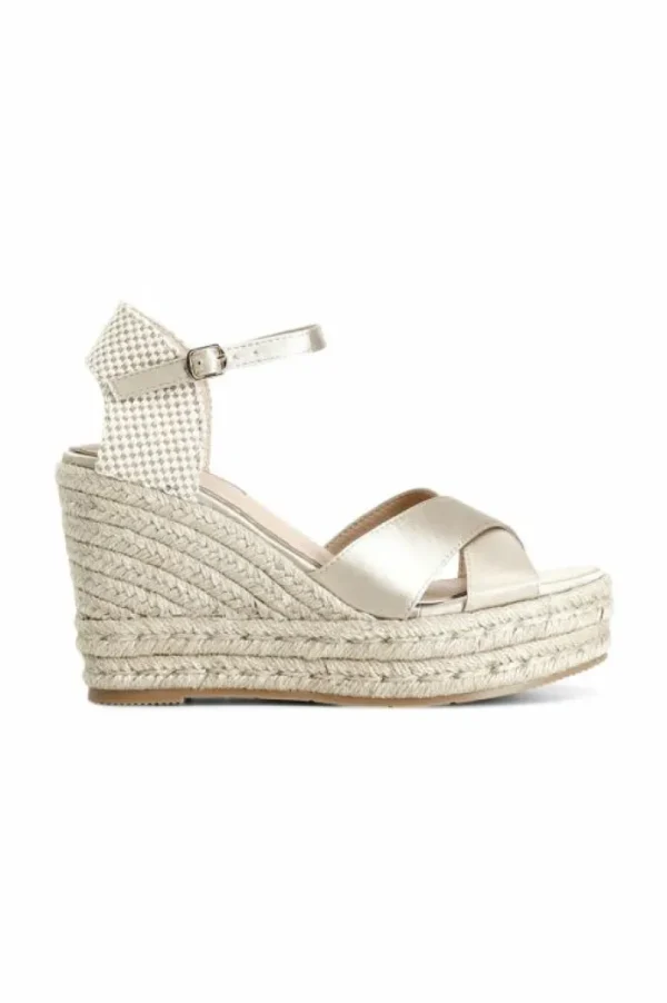 CafèNoir sandali in tessuto su zeppa corda