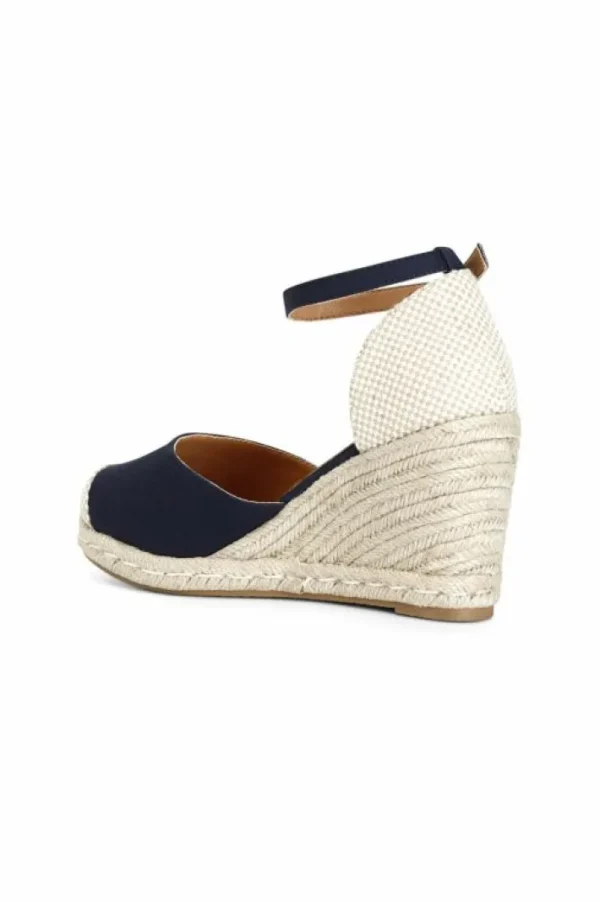 CafèNoir sandali in tessuto su zeppa corda