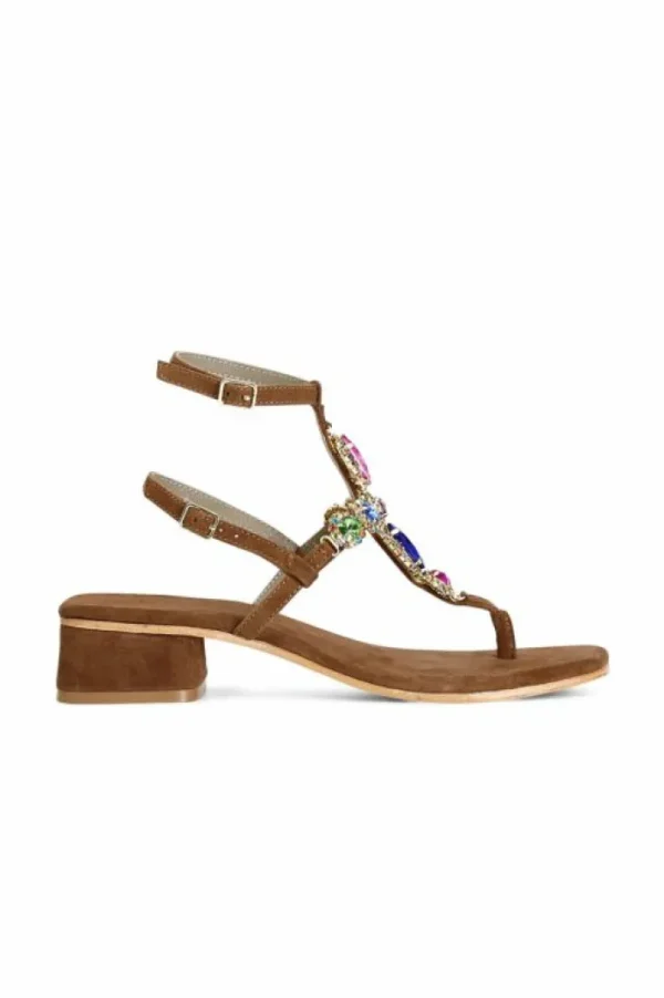 CafèNoir sandali infradito in camoscio accessorio gioiello