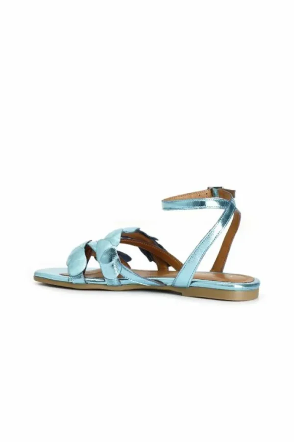 CafèNoir sandali infradito in pelle metallizzata laccio alla caviglia