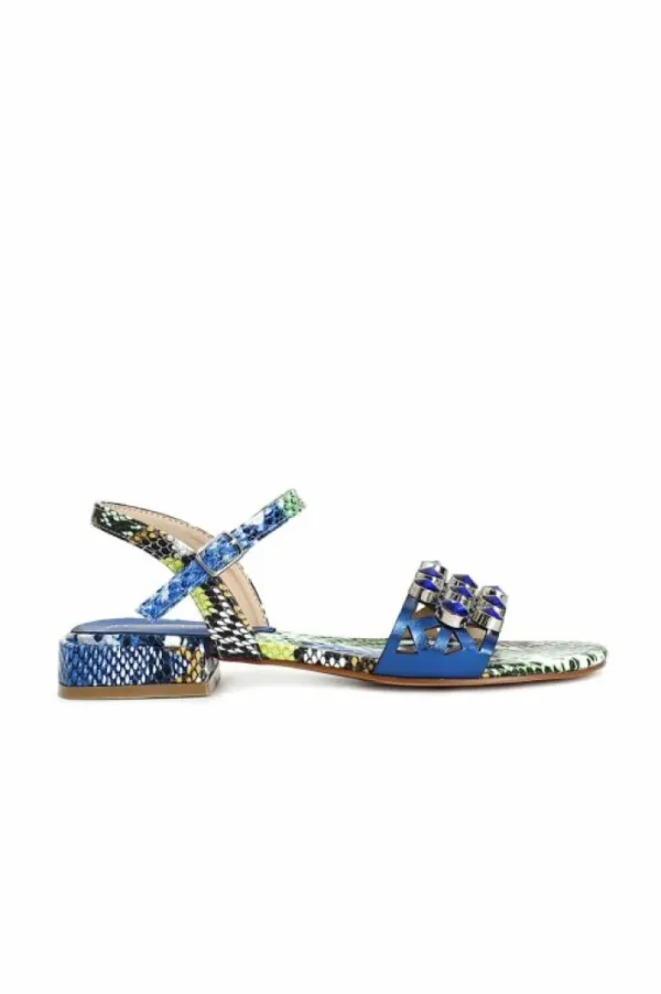 CafèNoir sandali stampa effetto pitonato con strass