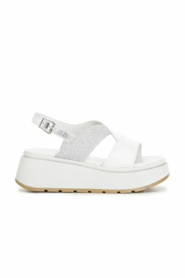 CafèNoir sandali su zeppa in pelle e glitter