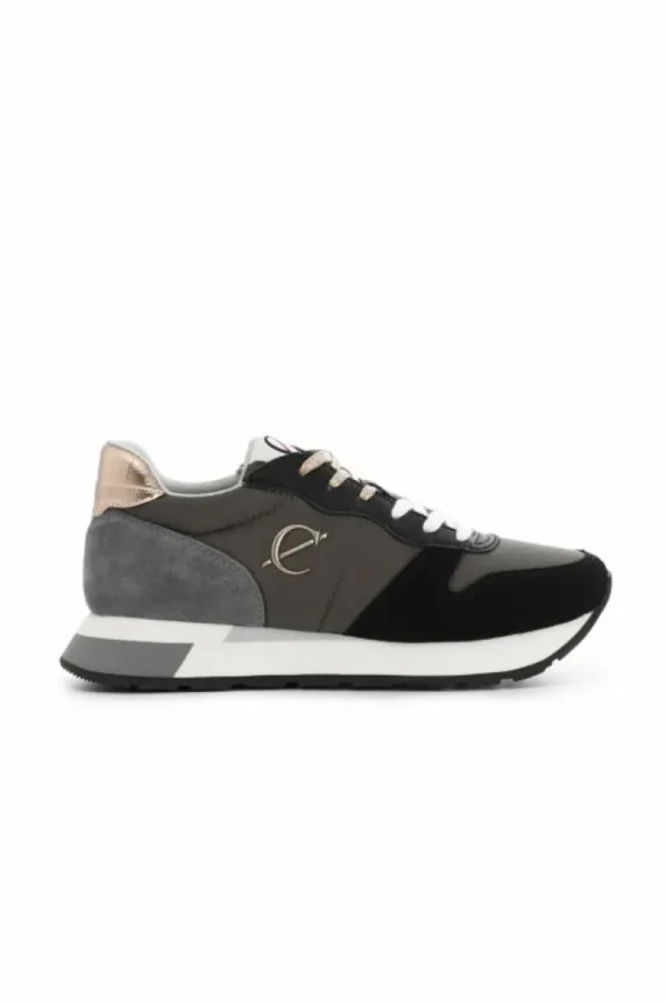 CafèNoir sneakers da donna in pelle scamosciata e tessuto multi nero