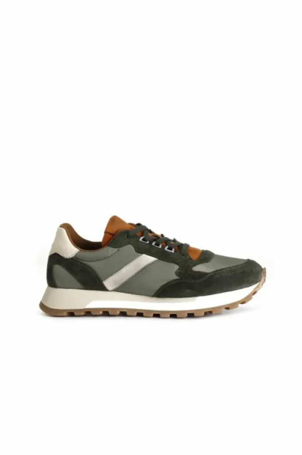 Uomo CafèNoir sneakers da uomo in pelle scamosciata e tessuto multi verde