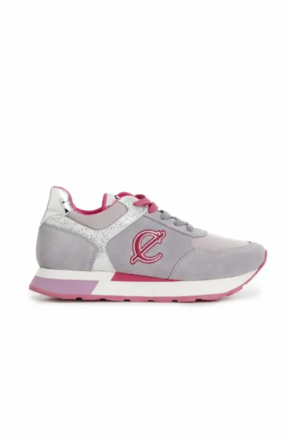 CafèNoir sneakers in pelle scamosciata e tessuto con riporti glitter